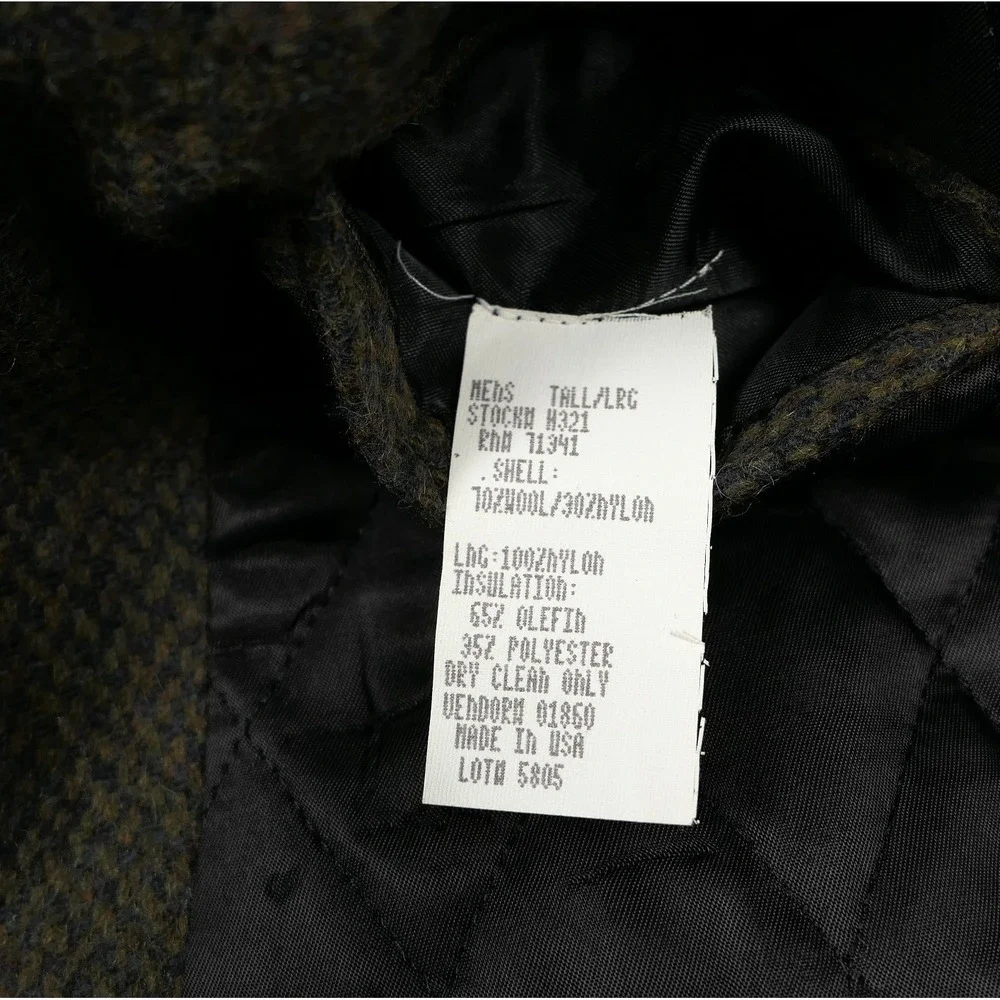 LL Bean Prescott USA Wool Country Tweed Sport Coat 46L / LT Olive Navy Heathered